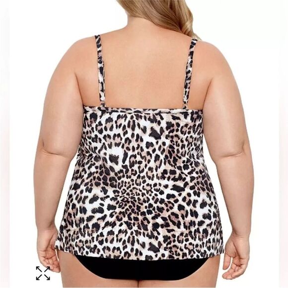 SWIM SOLUTIONS Plus Size Knotted Flyaway Fauxkini One-Piece Swimsuit Size 20W - Picture 2 of 12